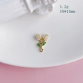 Ciondolo a fiore dorato con perle bianche e smalto verde per creazione gioielli fai-da-te - 7# Oro Perla Artificiale Fiore Doppio (KP5023)