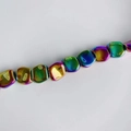 Iridescent purple and blue laser square glass beads for DIY jewelry accessories - Metallic Iridescent (20#) / Approx 60 Beads/Strand