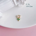Ciondolo a forma di tulipano rosa con bordo dorato e foglia verde, 16x12mm per fai-da-te - 8# Oro Tulipano (KP5023)