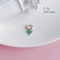 Squisito ciondolo a tulipano rosa in lega con foglie verdi, charm fai-da-te 16x12mm - 9# Argento Tulipano (KP5023)