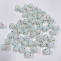 Cute white glass beads with colorful dots for DIY necklace and bracelet jewelry making - White Base Three-Color Lively Polka Dot Style (10#)