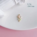Ciondolo a tulipano in lega fai-da-te con petali rosa e perla bianca 19x11mm - 10# Oro Perla Artificiale Tulipano (KP5023)
