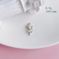 Ciondolo a fiore rosa e bianco in lega con perla, misura 19x11mm, peso di 0,9g - 11# Argento Perla Artificiale Tulipano (KP5023)