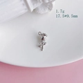 Ciondolo a forma di rosa in lega d'argento per gioielli fai da te 17.5x9.5mm - 13# Argento Mini Rosa (KP5023)