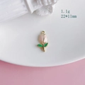 Ciondolo a tulipano in smalto rosa e verde con gancio dorato per gioielli DIY, 22x11mm - 14# Oro Tulipano Lungo (KP5023)