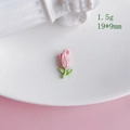 Ciondolo a forma di tulipano rosa in lega con foglie verdi e misura 19x9mm - 15# Oro Smalto Tulipano (KP5023)