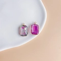 Detailed close-up of geometric faceted crystal pendants with gold-plated copper edges - Iridescent Aurora (2#)