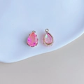 Detail of pink pear-cut crystal pendants with gold claw setting for DIY jewelry - Pink Waterdrop Faceted Style (1#)