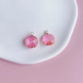 Dettaglio di ciondoli in cristallo rosa quadrato con bordo dorato per gioielli fai-da-te - Stile 4 (Rosa Chiaro)