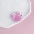 Macro detail of translucent pink iridescent acrylic rose charms for DIY jewelry and phone cases - 4# Aurora Iridescent Pink