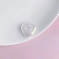 Close-up of iridescent hollow heart pendant made of faceted acrylic resin on white plate - Iridescent Transparent (1#)