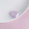 Detailed view of a translucent lavender acrylic heart ring on a white ceramic plate - Lavender Purple (2#)