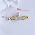 Détail du connecteur de bijoux papillon doré avec zircons et nacre de taille 40x17mm - Style Papillon (7#)