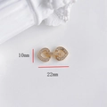 Connettore a forma di cuori intrecciati placcato oro con zirconi per gioielli DIY, 22x10mm - Fibbia Cuore