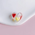 Macro shot of transparent heart bead with silver foil and colorful hand-painted dots - Silver Foil Colorful Heart Style (9#)