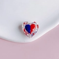 Macro view of transparent heart-shaped bead with red and blue pattern for DIY jewelry - Red and Blue Heart Patchwork Style (11#)