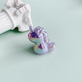 Macro detail of iridescent unicorn charm with vibrant laser gradient and fine resin texture - Iridescent Light Blue Style (2#)