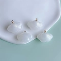 Quatre pendentifs nuages en résine blanc nacré avec anneaux dorés pour la création DIY - Nuage Blanc Perlé (5#)