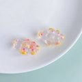 Close-up of translucent acrylic cloud charms with pink dots and yellow outlines - Pink Yellow Polka Dot Cloud (1#)