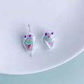 Macro detail of acrylic resin pendants with funny hand-painted clown faces for DIY jewelry - Pink Heart Ghost Style (4#)