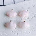 Pendentifs nuages roses nacrés avec anneaux dorés, accessoires DIY, lot de 4 - Nuage Marbre Rose Perlé (11#)
