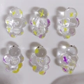 Set of 6 transparent acrylic puffy cloud pendants with colorful hand-painted patterns - Yellow Purple X Pattern Bubble Cluster (13#)