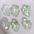 Set of 6 clear resin cluster beads with green polka dots for DIY jewelry making - Green Cyan Polka Dot Transparent Cluster (11#)