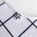 Detail of cute cat paw ceramic pendant charms on a black and white checkered fabric background - White with Brown Print (3#)