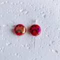 Glossy red round ceramic cat paw beads with abstract face for DIY jewelry making - Red (2#)