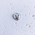 Detailed view of silver heart pendant with a cute rabbit head for DIY jewelry making - Heart Rabbit Silver