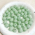Perle en résine vert menthe scintillante avec texture strass pour création de bijoux - 14mm / Taille 7