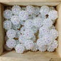 Perles boule disco en résine et strass AB blancs pour création de bijoux DIY - 14mm / 10#