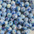 Perline rotonde aurora marmorizzate con fori per gioielli fai-da-te e catene per telefoni - Perlina Rotonda con Trama di Marmo Blu-Bianco-Viola (A71#)