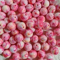 Macro di perline in acrilico con motivo marmorizzato per la creazione di gioielli fai da te - Perlina Sfusa Rotonda con Trama di Marmo Rosa (A69#)
