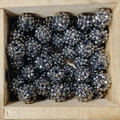 Perles disco gris foncé avec strass argentés dans un bac en bois pour bijoux DIY - 14mm / 12#