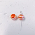 DIY colorful striped acrylic bubble beads for jewelry making, featuring a glossy round finish - Orange Red Striped (1#)