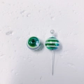 Macro detail of green and white striped acrylic lollipop bubble beads for jewelry making - Green and White Striped (3#)