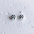 Polished white ceramic cat paw print beads for DIY handmade jewelry and accessory making - Cat Paw Pattern / 12x8mm / White (2#)