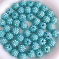 Perle en résine turquoise étincelante avec strass irisés pour création de bijoux DIY - 14mm / 14#