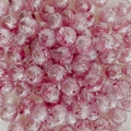 Rosa Acrylperlen mit weißen Streifen und Mittelloch für die DIY-Schmuckherstellung - Rosa Silberne Gestreifte Kugelrunde Perle (A59#)