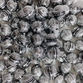 16mm silberne Acrylperlen mit schwarzem Streifenmuster für DIY-Schmuckherstellung - Antiksilberne Horizontal Gestreifte Kugelperle (A53#)