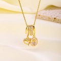 Detail of gold-plated pendant with sparkling zircon heart and rose medal on stone - White Rose Flower (81537)