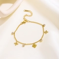 Elegantes 18k vergoldetes Edelstahl-Fußkettchen mit Kleeblatt und Zirkonsteinen - Mehrfach-Kleeblatt Zirkon Armband (Gold)