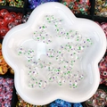 Hand-painted hollow glass beads with colorful polka dots for DIY bracelet making - Purple Green Pink Dot (31#14mm)