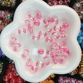 Transparent hollow glass beads with pink hearts and red dots for DIY jewelry making - Pink Heart Red Dot (29#-14mm)