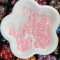 Pink transparent hollow glass beads with heart pattern and dots for DIY jewelry - Pink Heart Yellow White Dot (28#-14mm)