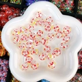 Hollow glass beads with hand-painted red heart and yellow spot patterns for DIY jewelry - Red Heart Yellow Spotted (32#-14mm)