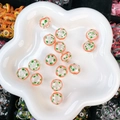 Handmade hollow glass beads with orange spirals and green dots for DIY jewelry - Orange Spiral Green Dot (16#-14mm)
