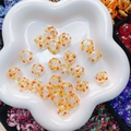 Hollow glass beads with orange and yellow hand-painted dots for DIY jewelry making - Yellow Orange Dots (12#-14mm)