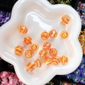 Hollow glass beads with orange stripes and blue dots for DIY bracelet making - Orange Yellow Stripes (14#-14mm)